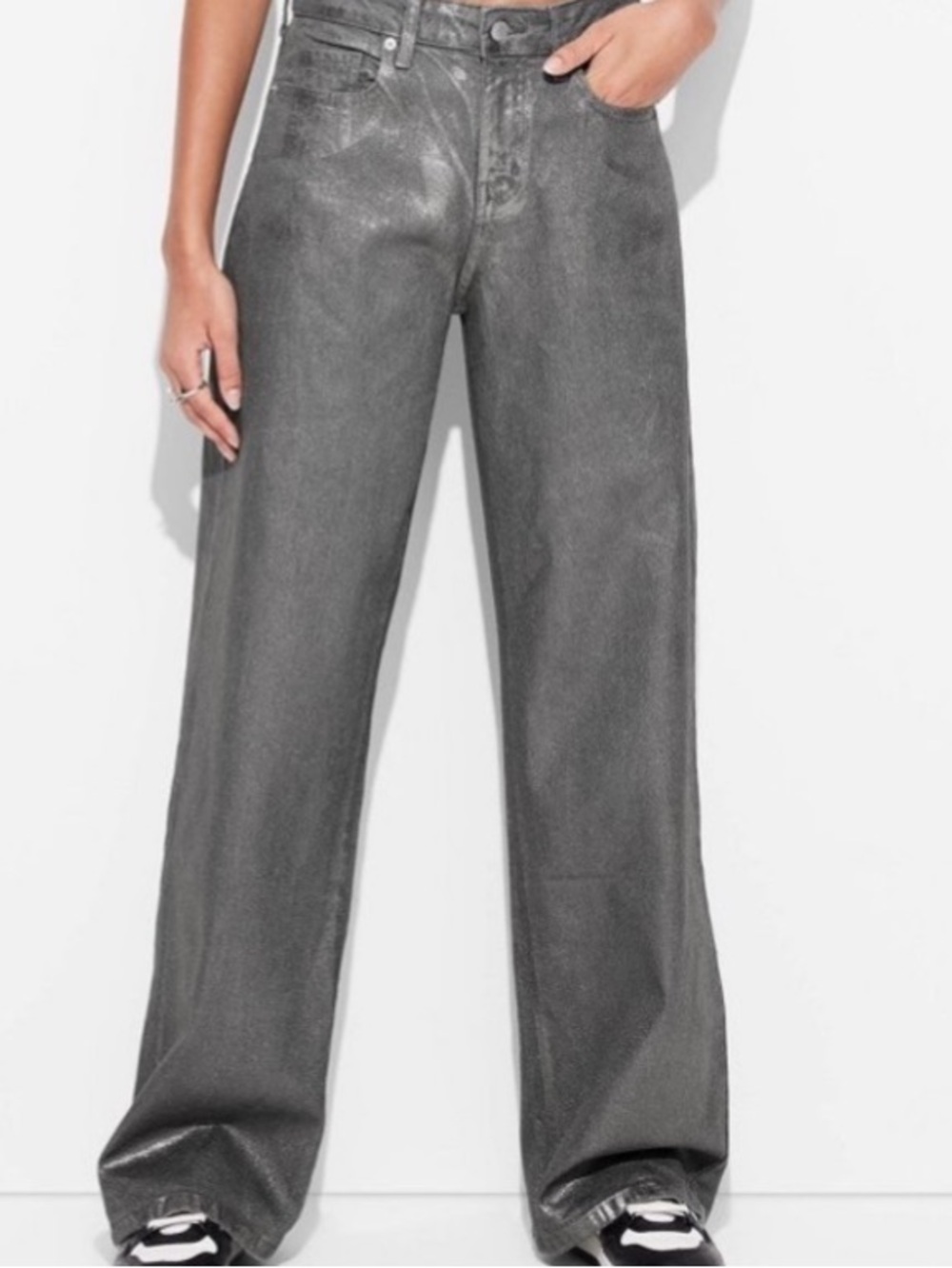 Wild fable High-Rise Wide Leg baggy Jeans in Charcoal Gray metallic 8/ 31.5